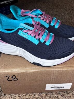 KURU Atom 2 Womens Shoes Sz 8 M Running Night Blue Teal Mesh Lace Up Sneakers